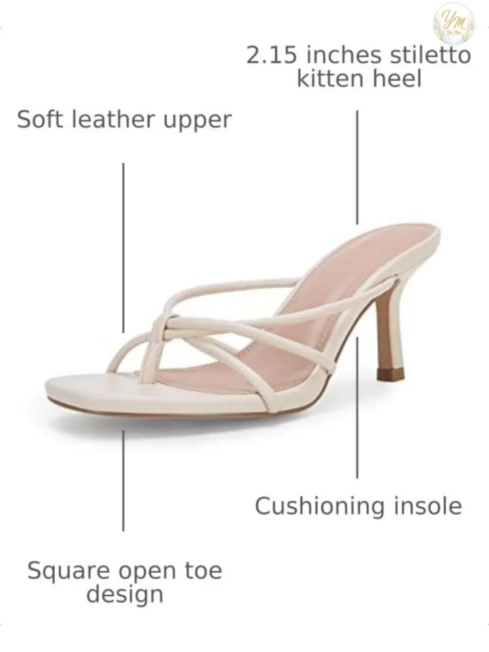 Faux Leather Stiletto Heeled Sandals Square Open Toe Slide Thong Slingback